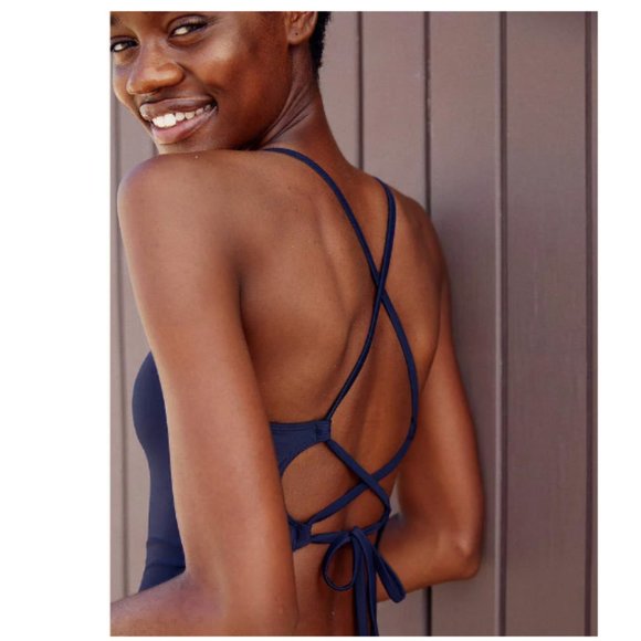 NWOT Aerie Tie Back Navy One Piece Swimsuit Bikini size XL - Picture 1 of 3